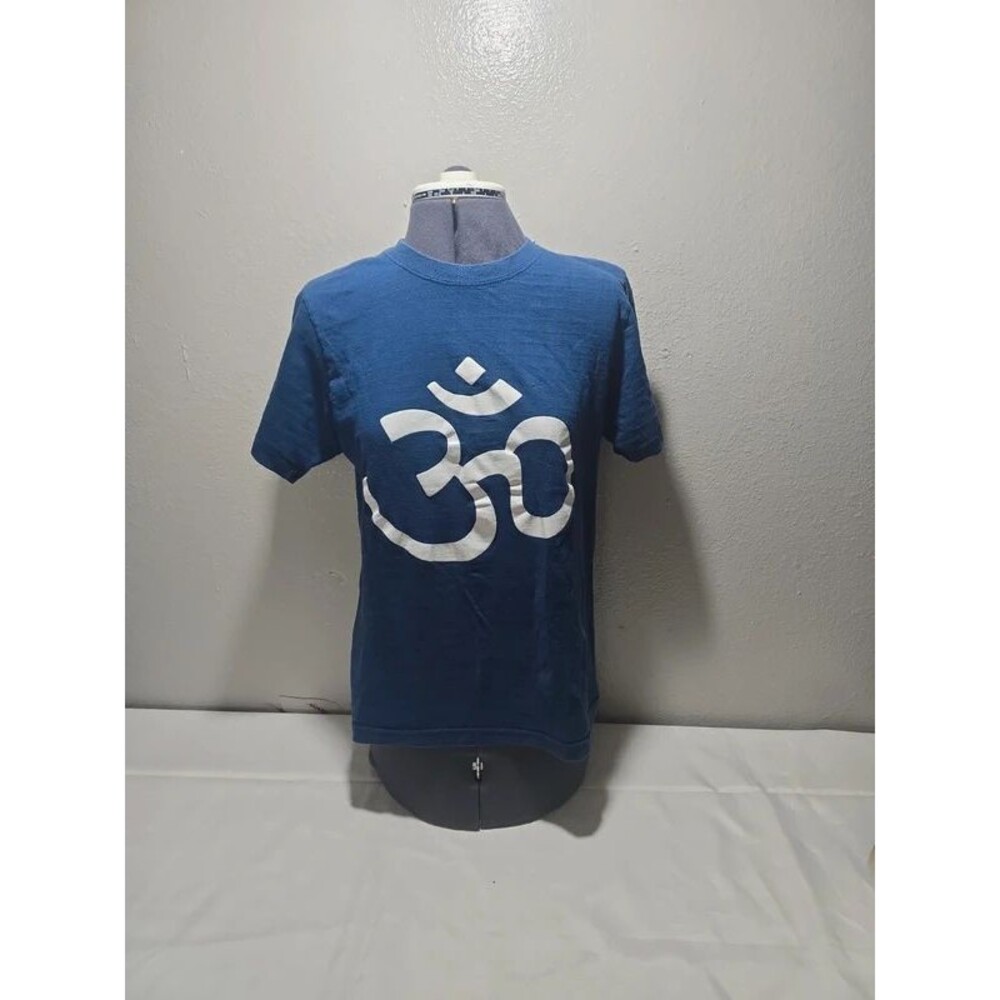 Blue Cotton Om Symbol Yoga Meditation Graphic T-Shirt Short Sleeve Tee